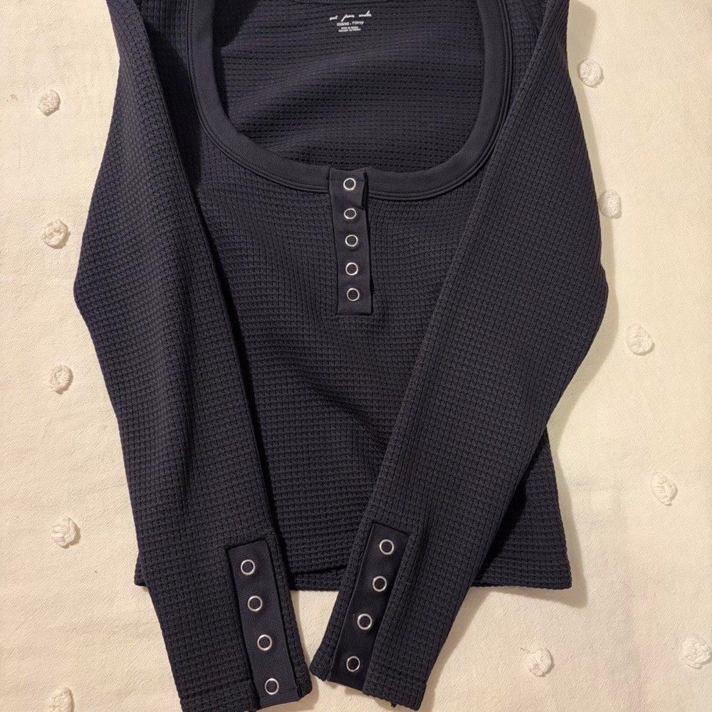 Urban Outfitters Dark Gray Waffle Knit Top